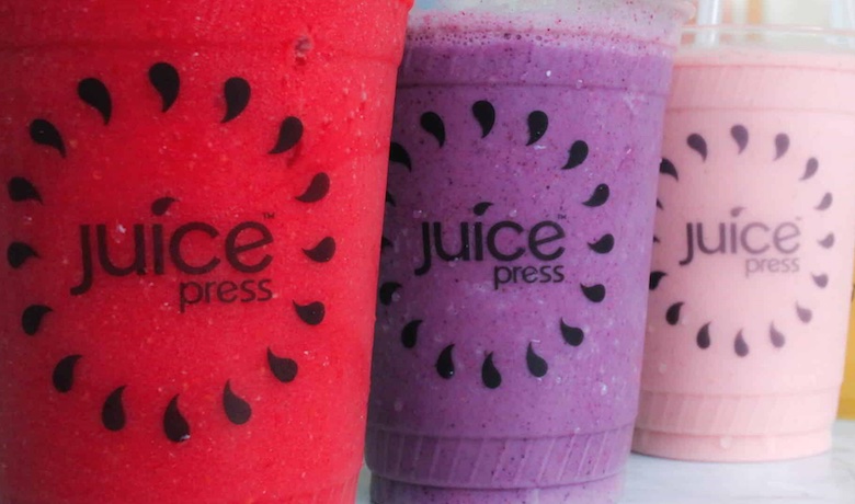 A screenshot of various drinks from Juice Press in the Bellagio Hotel and Casino Las Vegas