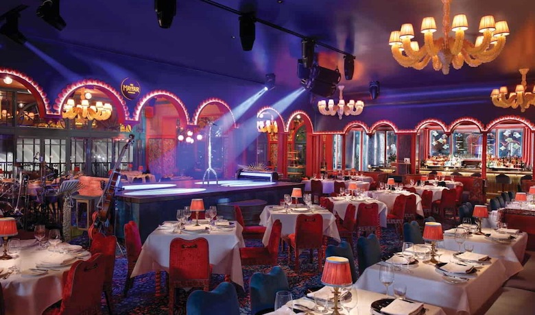 A screenshot of the dining area at The Mayfair Supper Club restaurant in the Bellagio Hotel and Casino Las Vegas.