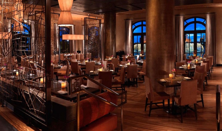 A screenshot of the dining area at Yellow restaurant in the Bellagio Hotel and Casino Las Vegas.