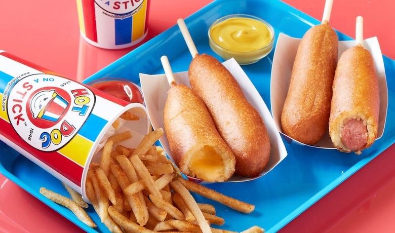 A screenshot of various food items from Hot Dog on a Stick. A restaurant in the Excalibur Hotel and Casino Las Vegas.