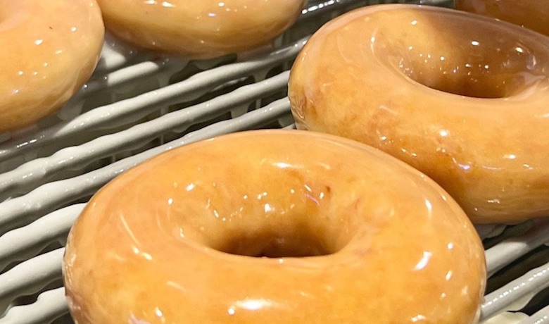 A screenshot of doughnuts from Krispy Kreme. A restaurant in the Excalibur Hotel and Casino Las Vegas.