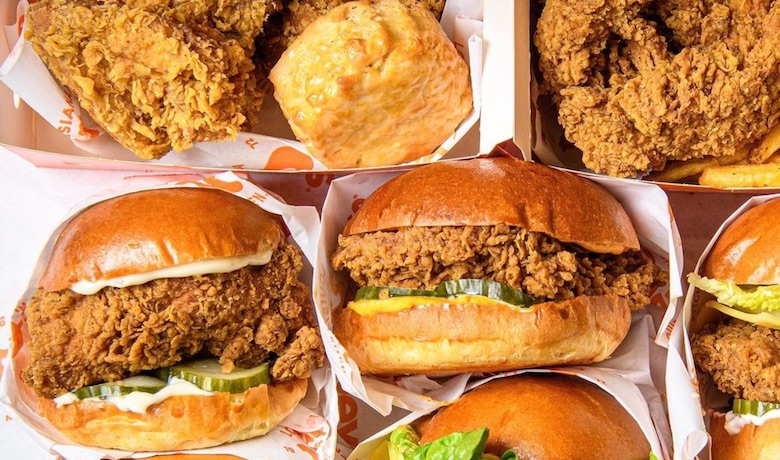 A screenshot of various food items from Popeyes Louisiana Kitchen. A restaurant in the Excalibur Hotel and Casino Las Vegas.