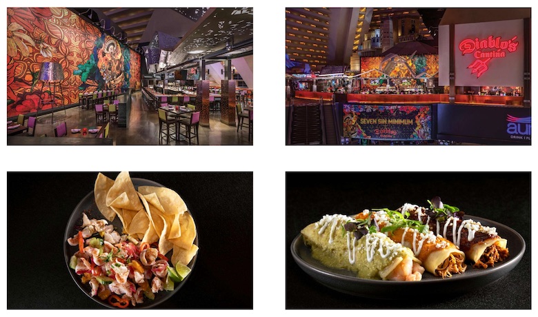 A screenshot of the menu highlights from Diablo's Cantina restaurant in the Luxor Hotel and Casino Las Vegas.