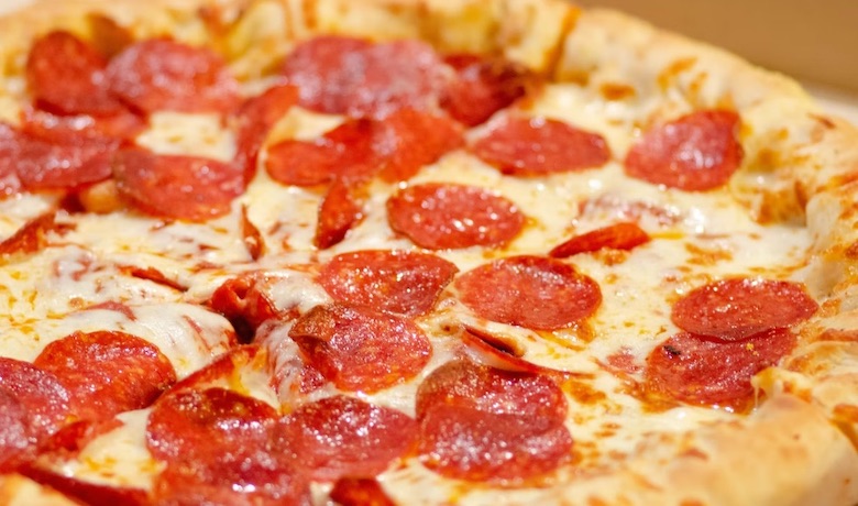 A screenshot of pepperoni pizza. Pizzeria Francesco is a restaurant in the Treasure Island Hotel and Casino Las Vegas.