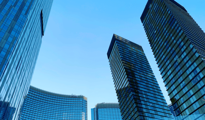 A screenshot of the Aria Hotel and Casino in Las Vegas Nevada.