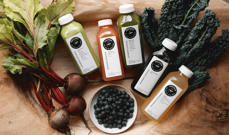 A screenshot of various juices from Pressed Juicery in the Aria Hotel and Casino Las Vegas.