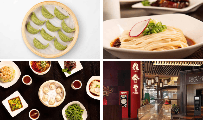 A screenshot of the entrance and menu highlights from Din Tai Fung restaurant in the Aria Hotel and Casino Las Vegas.