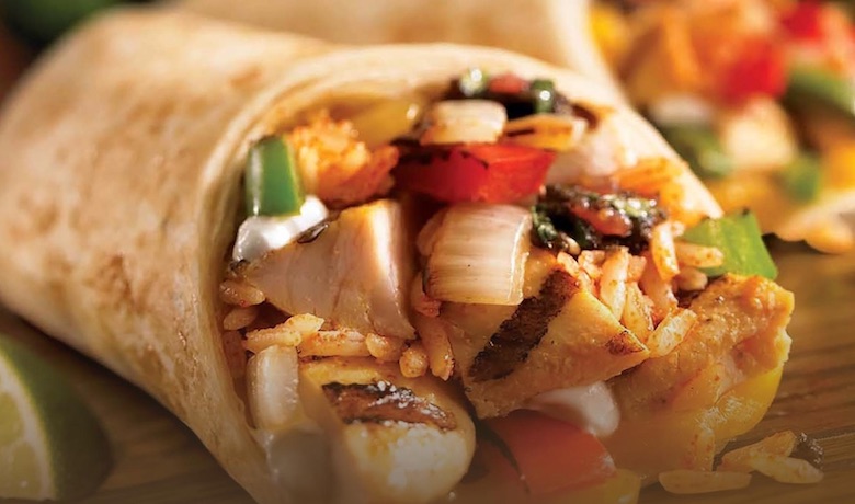 A screenshot of a burrito from Blue Iguana restaurant in Circus Circus Hotel and Casino Las Vegas.