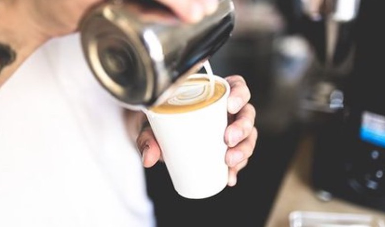 A screenshot of a barista making an espresso drink at Starbucks in Circus Circus Hotel and Casino Las Vegas.