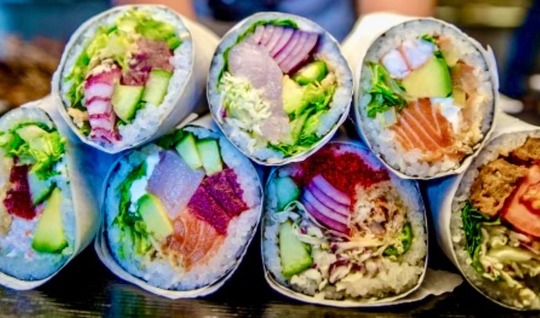 A screenshot of various sushi rolls from Jaburritos in The Linq Hotel and Casino Las Vegas.