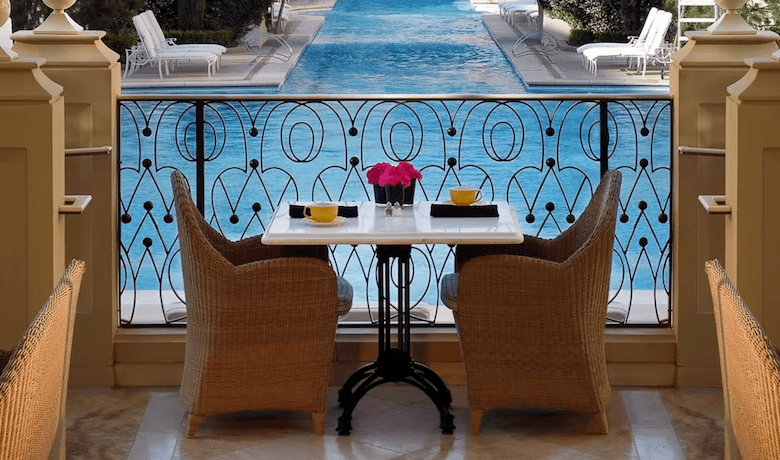 A screenshot of a table and seating at Terrance Pointe Cafe in the Wynn Hotel and Casino Las Vegas.