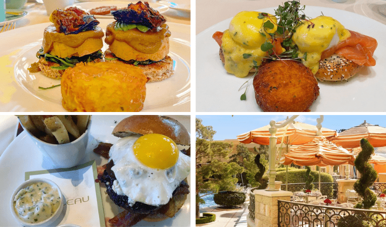 A screenshot of the outdoor dining area and menu highlights from Tableau restaurant in the Wynn Hotel and Casino Las Vegas.