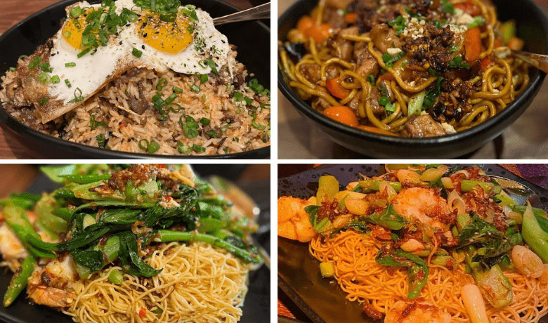 A screenshot of various fried rice and noodle dishes from Chi Asian Kitchen Restaurant in The Stratosphere Hotel and Casino Las Vegas.