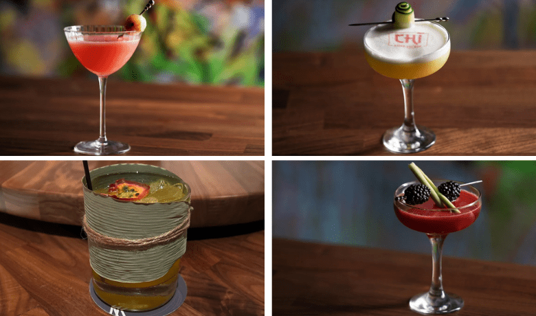 A screenshot of various cocktail drinks from Chi Asian Kitchen Restaurant in The Stratosphere Hotel and Casino Las Vegas.