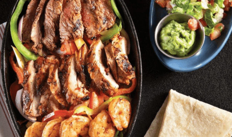 A screenshot of a fajita platter from Diablo's Cantina Mexican Restaurant in the Luxor Hotel and Casino Las Vegas.