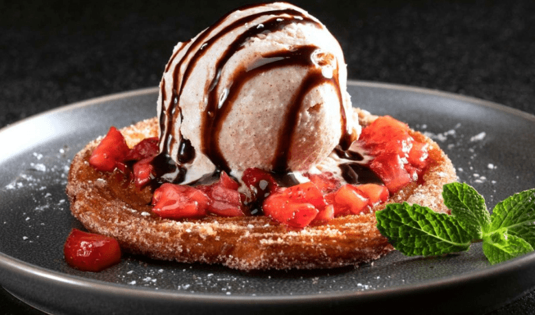 A screenshot of a dessert from Diablo's Cantina Mexican Restaurant in the Luxor Hotel and Casino Las Vegas.