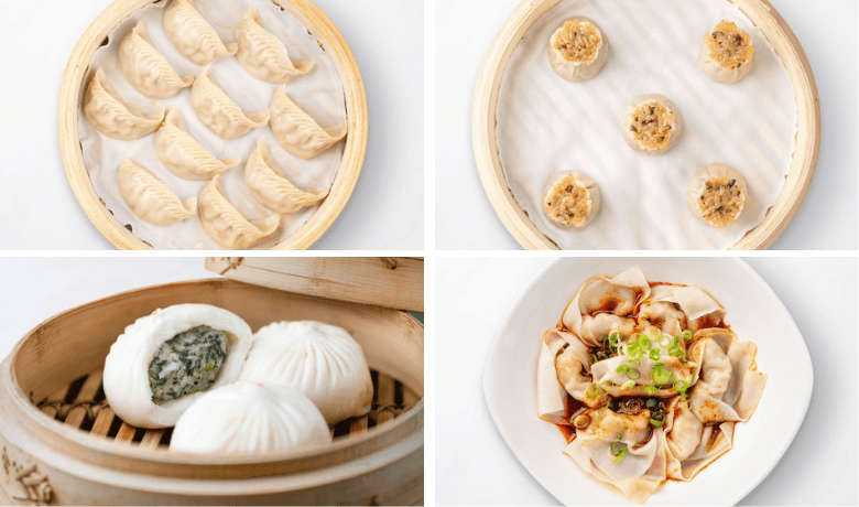 A screenshot of various dumpling and noodle dishes from Din Tai Fung Restaurant in the Aria Hotel and Casino Las Vegas.