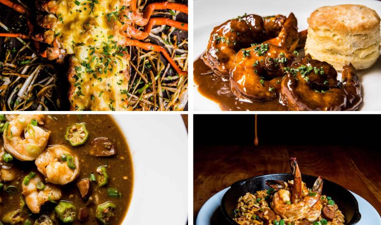 A screenshot of various seafood entrees from Emeril's New Orleans Fish House Restaurant in the MGM Grand Hotel and Casino Las Vegas.