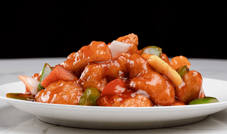 A screenshot of the crispy chicken entree from Grand Wok Noodle Bar Asian Restaurant in the MGM Grand Hotel and Casino Las Vegas.