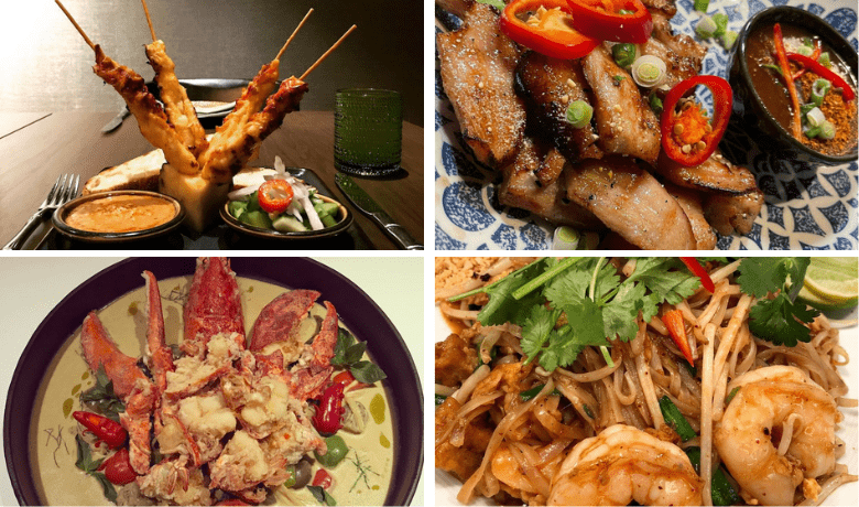 A screenshot of various entrees and menu highlights from Lemongrass Thai Restaurant in the Aria Hotel and Casino Las Vegas.