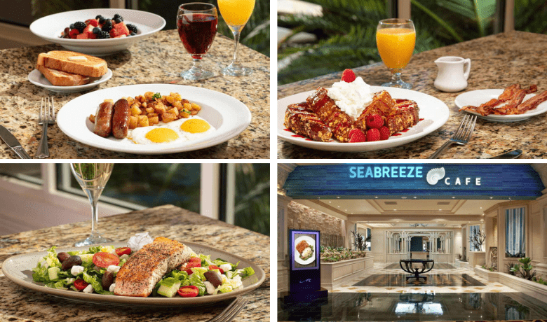 A screenshot of the entrance and menu highlights from Seabreeze Cafe in the Mandalay Bay Hotel and Casino Las Vegas.
