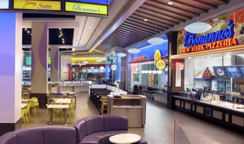 A screenshot of the food court at the Mandalay Bay Hotel and Casino Las Vegas.