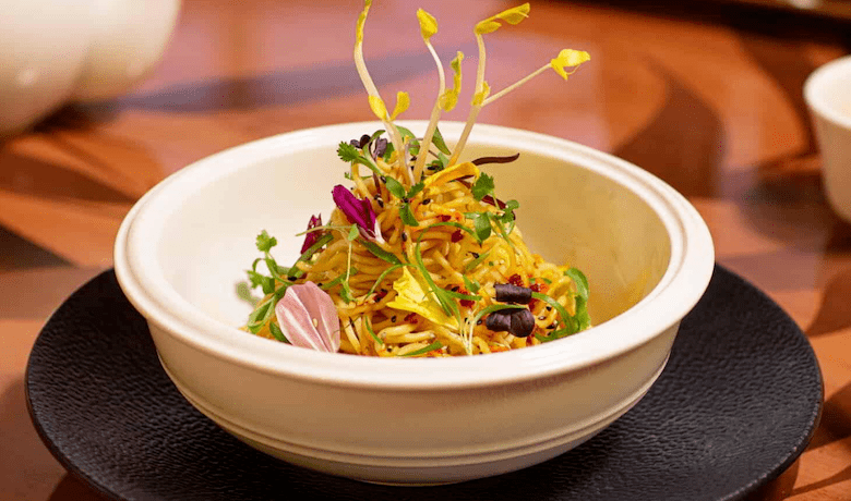 A screenshot of a noodle dish from Noodle Shop Restaurant in the Mandalay Bay Hotel and Casino Las Vegas.