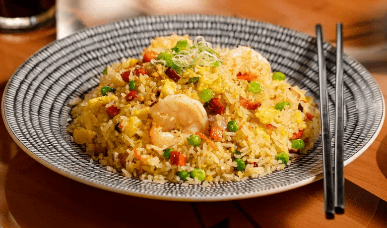 A screenshot of shrimp fried rice from Noodle Shop Restaurant in the Mandalay Bay Hotel and Casino Las Vegas.