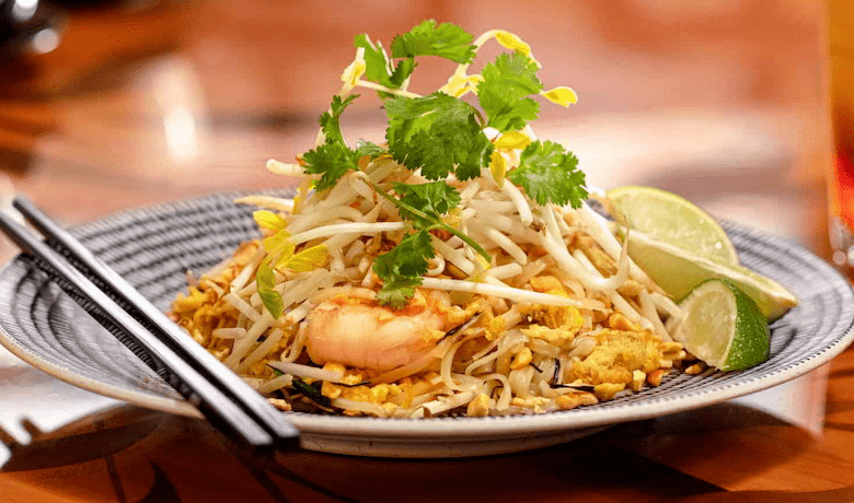 A screenshot of shrimp Pad Thai from Noodle Shop Restaurant in the Mandalay Bay Hotel and Casino Las Vegas.