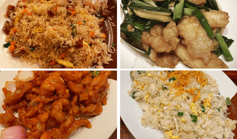 A screenshot of various fried rice and protein dishes from Noodles Asian restaurant in the Bellagio Hotel and Casino Las Vegas.