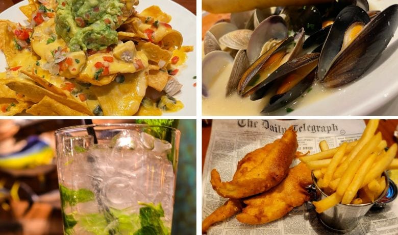 A screenshot of appetizers and a mojito from the Seafood Shack restaurant in Treasure Island Hotel and Casino Las Vegas.