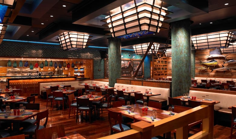A screenshot of the main dining room at the Seafood Shack restaurant in Treasure Island Hotel and Casino Las Vegas.