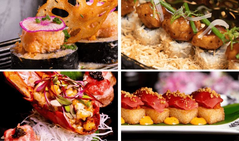 A screenshot of various appetizers from Fuhu Asian Restaurant in Resorts World Hotel and Casino Las Vegas.