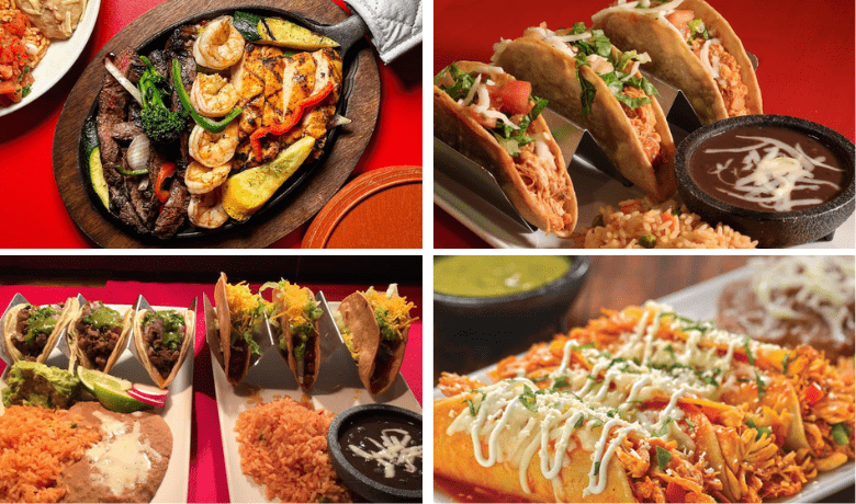 A screenshot of fajitas, tacos, and enchiladas from Gonzalez y Gonzalez Restaurant in the New York New York Hotel and Casino Las Vegas.