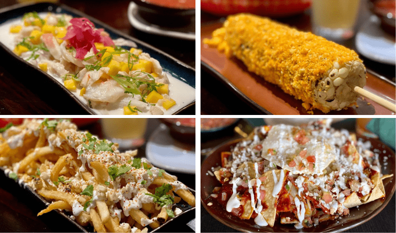 A screenshot of various appetizers from Hussong's Cantina Restaurant in the Mandalay Bay Hotel and Casino Las Vegas.