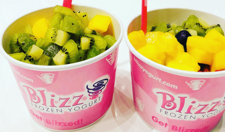 A screenshot of two desserts from Blizz Frozen Yogurt & Desserts in the MGM Grand Hotel and Casino Las Vegas.