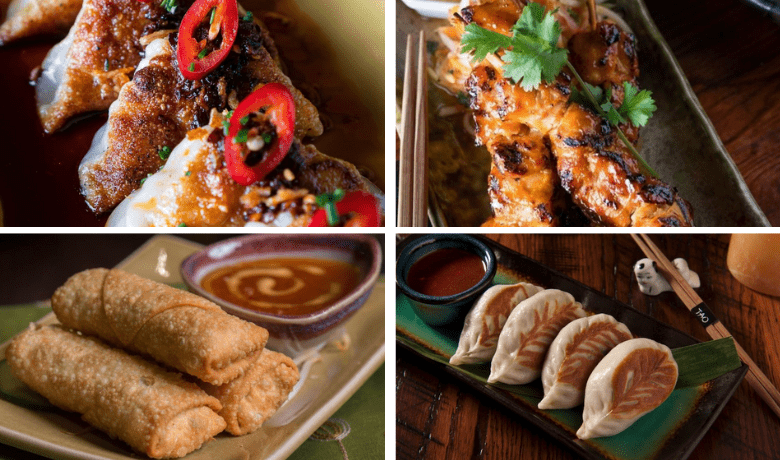 A screenshot of various potsticker, dumpling, egg roll, and appetizers from TAO Asian Bistro in the Venetian Hotel and Casino Las Vegas.