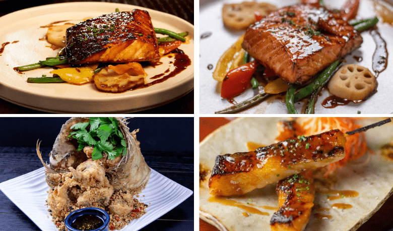 A screenshot of various seafood dishes from TAO Asian Bistro in the Venetian Hotel and Casino Las Vegas.