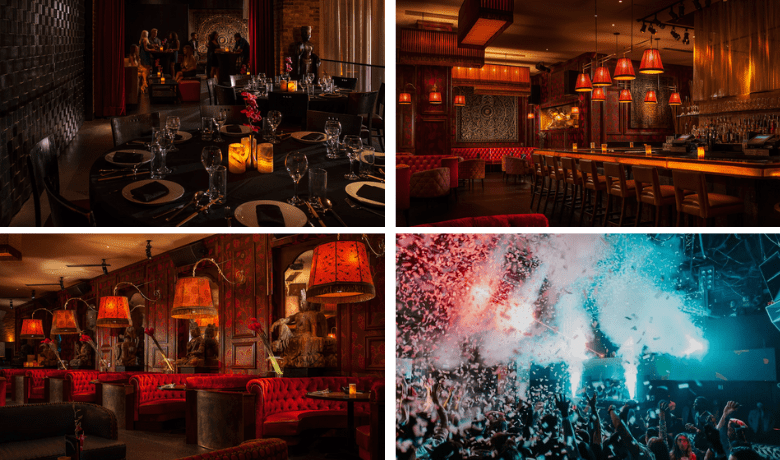 A screenshot of the dining room, bar, and club at TAO Asian Bistro in the Venetian Hotel and Casino Las Vegas.