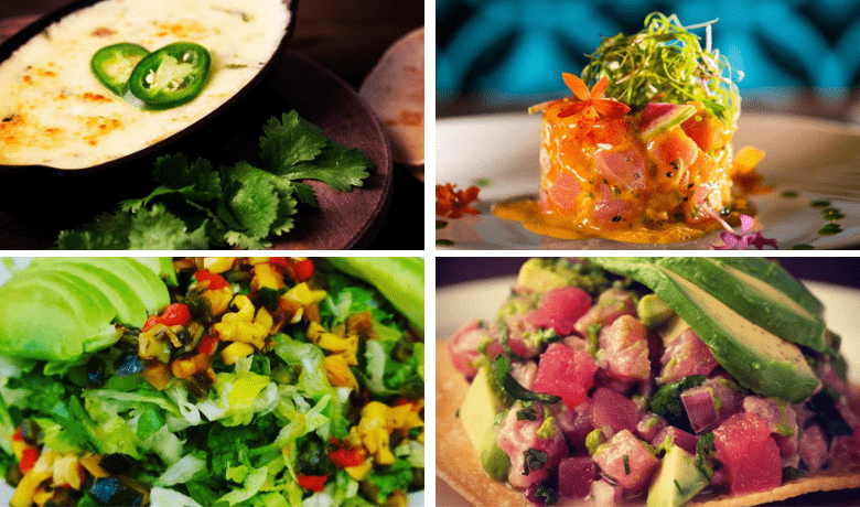 A screenshot of various appetizers and salads from Canonita Mexican Restaurant in the Venetian Hotel and Casino Las Vegas.