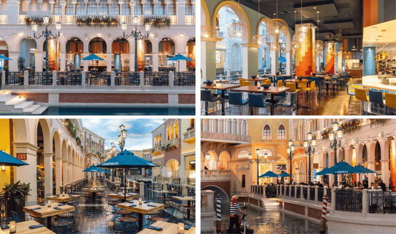 A screenshot of the dining areas and ambiance of Canonita Mexican Restaurant in the Venetian Hotel and Casino Las Vegas.