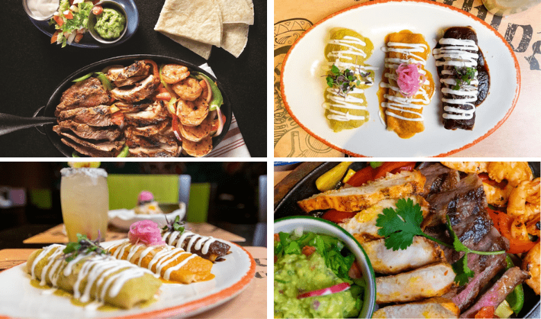 A screenshot of fajitas and enchiladas from Diablo's Cantina Restaurant in the Mirage Hotel and Casino Las Vegas.