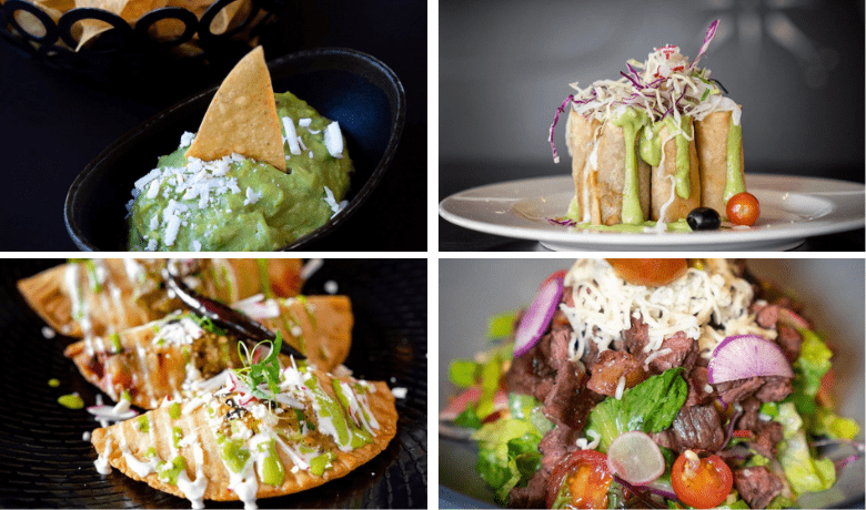 A screenshot of various appetizers and salad from Javier's Mexican Restaurant in the Aria Hotel and Casino Las Vegas.