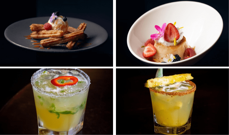 A screenshot of desserts and cocktails from Javier's Mexican Restaurant in the Aria Hotel and Casino Las Vegas.