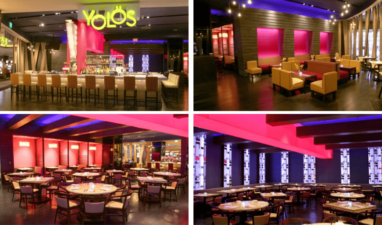 A screenshot of the entrance and dinings areas at Yolo's Mexican Grill in Planet Hollywood Hotel and Casino Las Vegas.