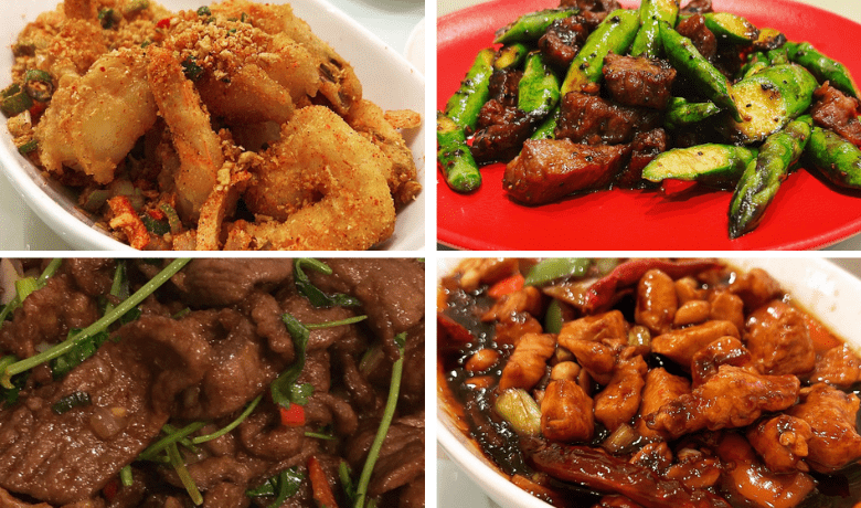 A screenshot of various entrees from Beijing Noodle No. 9 Restaurant in Caesars Palace Hotel and Casino Las Vegas.