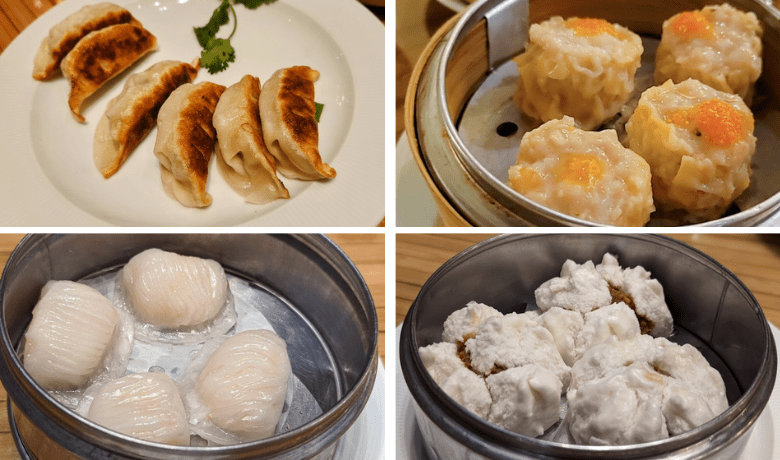 A screenshot of various dim sum, potstickers, and buns from Hong Kong Cafe in Palazzo Hotel and Casino Las Vegas.