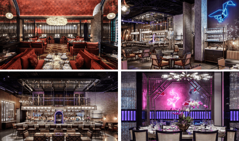 A screenshot of the ambiance and dining space at Mott 32 Restaurant in the Venetian Hotel and Casino Las Vegas.