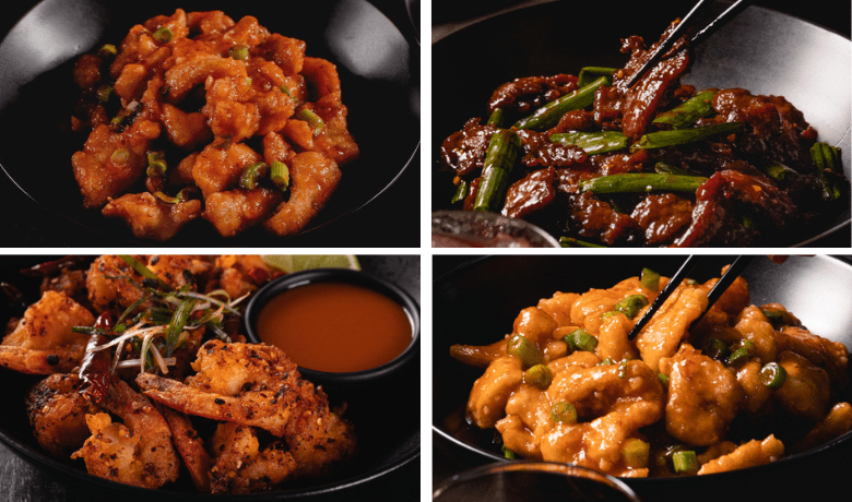 A screenshot of various main entrees from P.F. Chang's Restaurant in Planet Hollywood Hotel and Casino Las Vegas.
