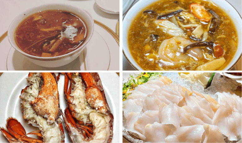 A screenshot of soups and seafood dishes from Wing Lei Restaurant in the Wynn Hotel and Casino Las Vegas.